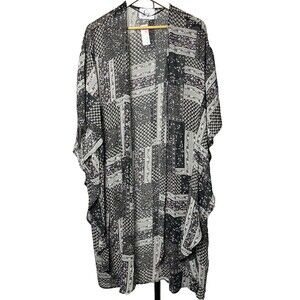 Kimono Duster Midi NWT Kimono Luxe Bling Glamour Black‎ Purple Coverup Robe